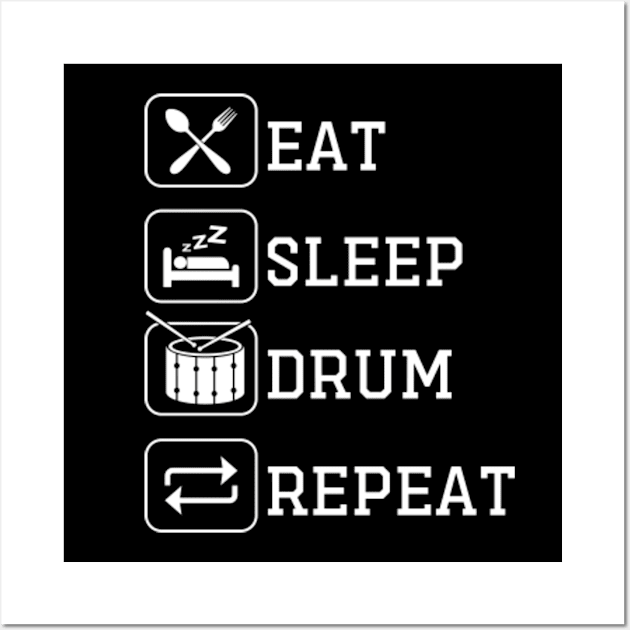 Eat Sleep Drum Repeat Drummers Retro Wall Art by GreenCraft